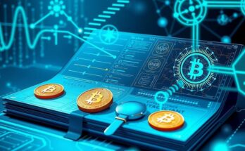Imaginary representation of Bitcoin's cryptography with quantum computing elements against a modern tech background.