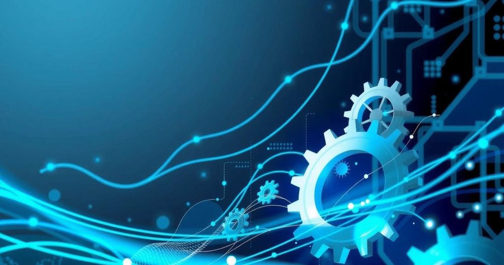 AI tools in procurement streamlining workflows and enhancing efficiency in defense processes with a blue and gray color scheme.