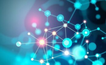 An abstract representation of artificial intelligence integration in healthcare with vibrant technology elements.