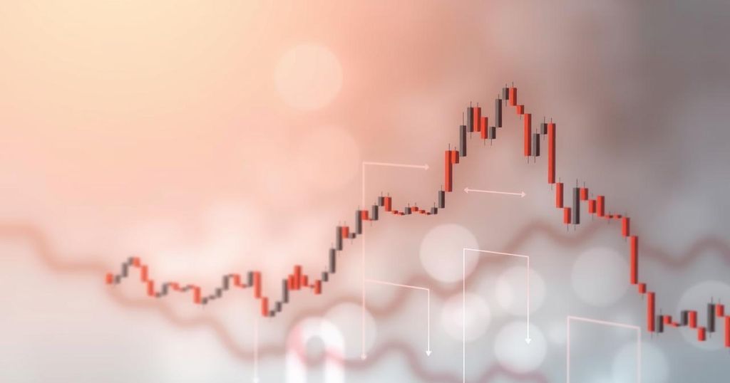 Digital art depicting a declining Bitcoin chart with muted colors and minimalistic details reflecting market caution.