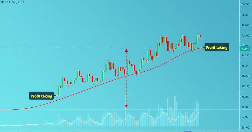 Bitcoin price chart showing breakout patterns and key resistance levels with financial analysis elements.