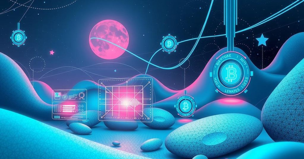 Futuristic technology concepts showcasing innovations like AI, robotics, and cryptography in a sleek, modern style.