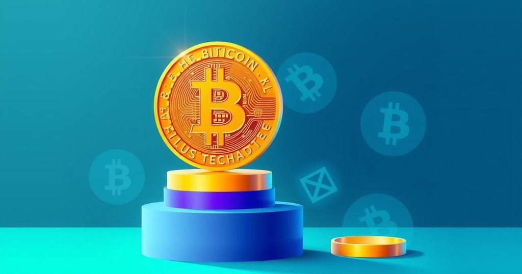 Graphical representation showcasing Bitcoin as a financial asset, with vibrant blue and green colors.