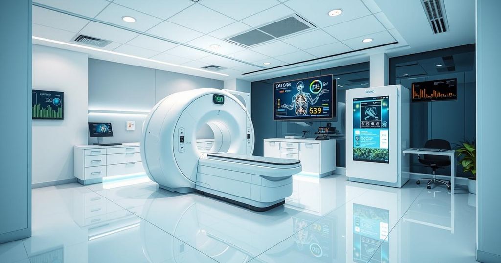 A modern AI health technology platform showcasing advanced diagnostic tools for preventive care.