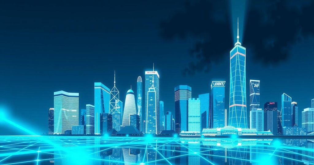 A digital representation of blockchain technology concepts with vibrant colors illustrating stability and innovation.