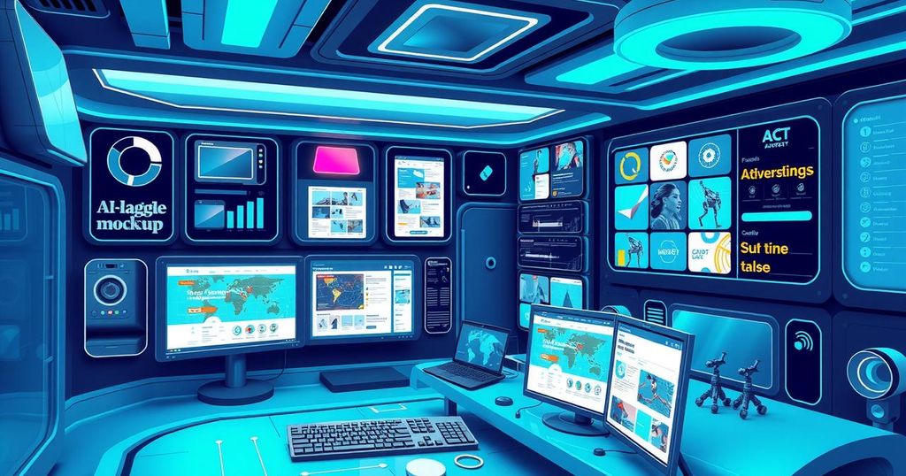 Creative AI tools shaping the future of advertising industry with technology and innovation themes.