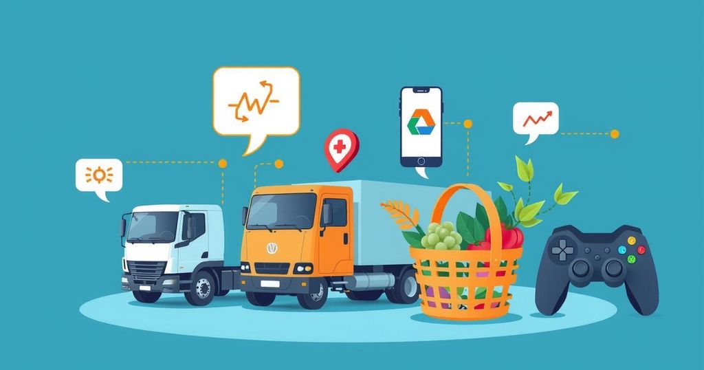 A vibrant illustration of five startups representing innovation and growth, with a modern, tech-inspired aesthetic.