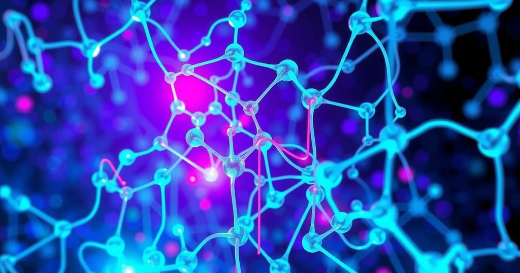 A visualization representing AI predicting human behavior with a neural network design and vibrant color scheme.