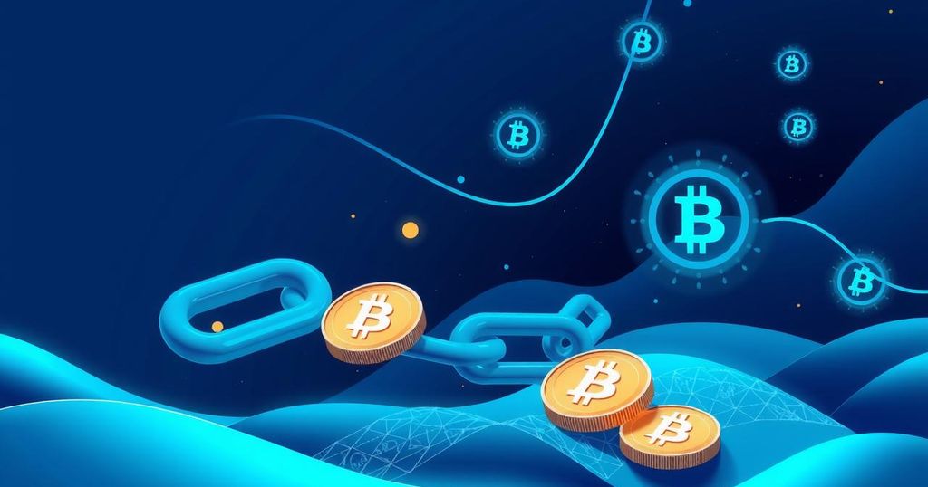 Visual representation of legislative focus on cryptocurrency, featuring blockchain symbols and a digital landscape in blue tones.