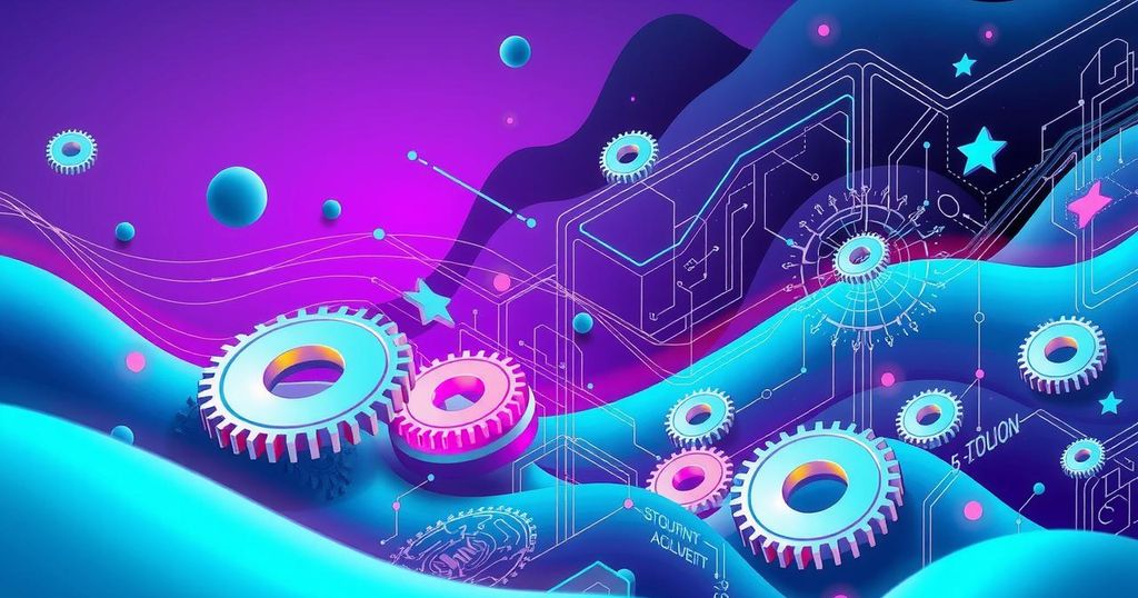 A stylized representation of artificial intelligence innovation with vibrant colors and modern design.